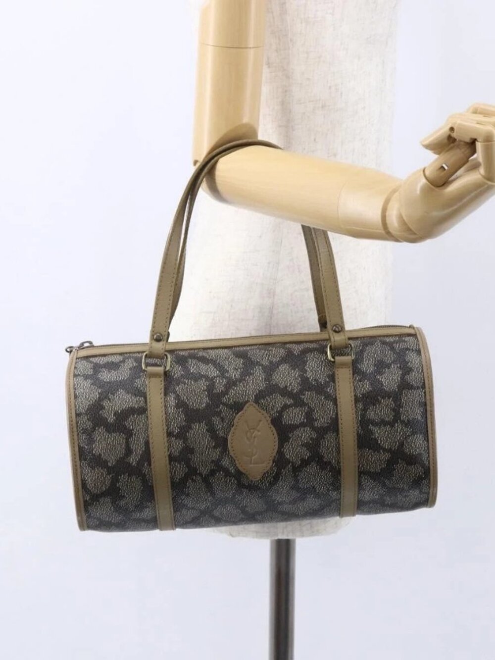 SAINT LAURENT Hand Bag PVC Canvas Gray Beige Auth fm4973 - Picture 15 of 16